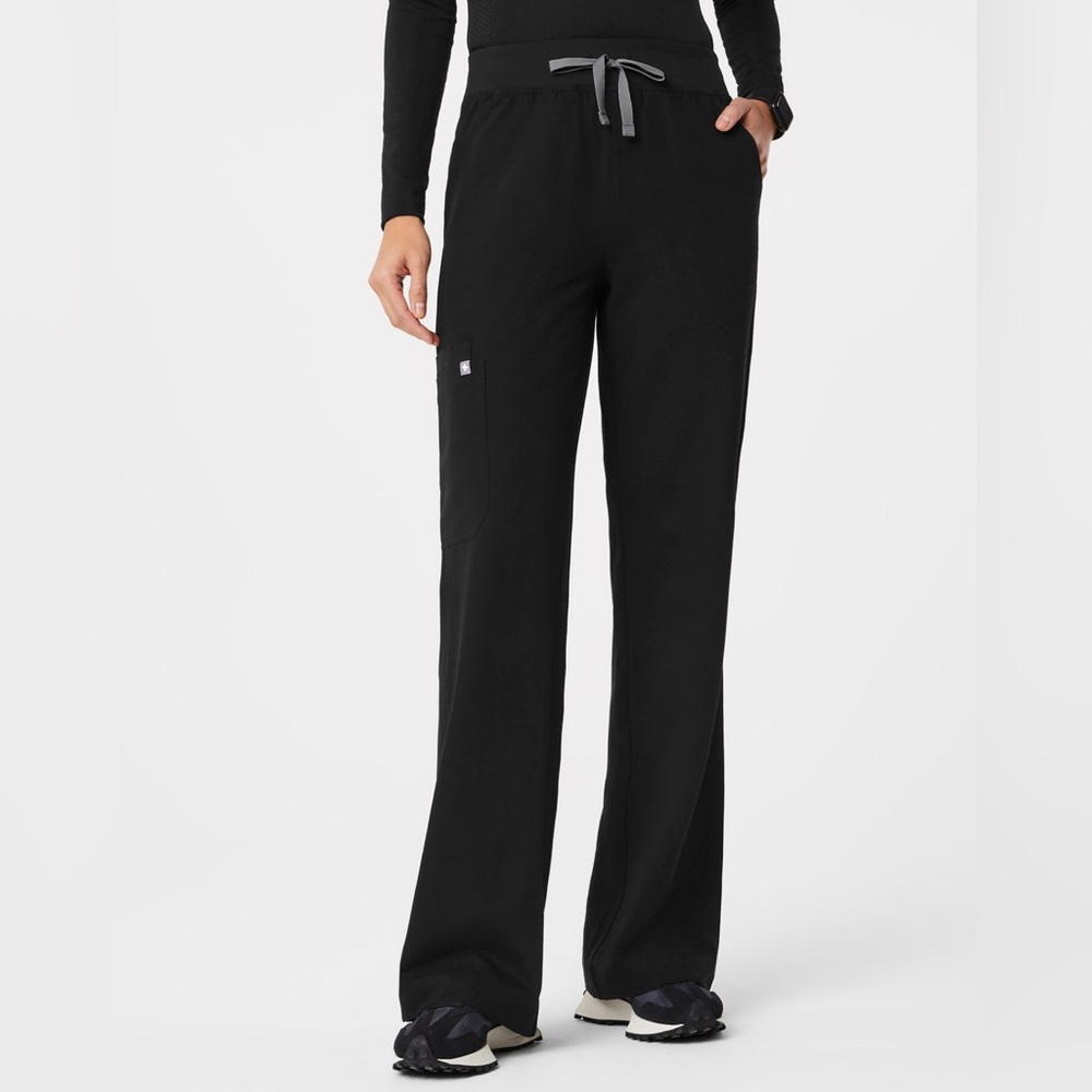 FIGS ISABEL High Waisted Wide Leg Scrub Pants BLACK size M